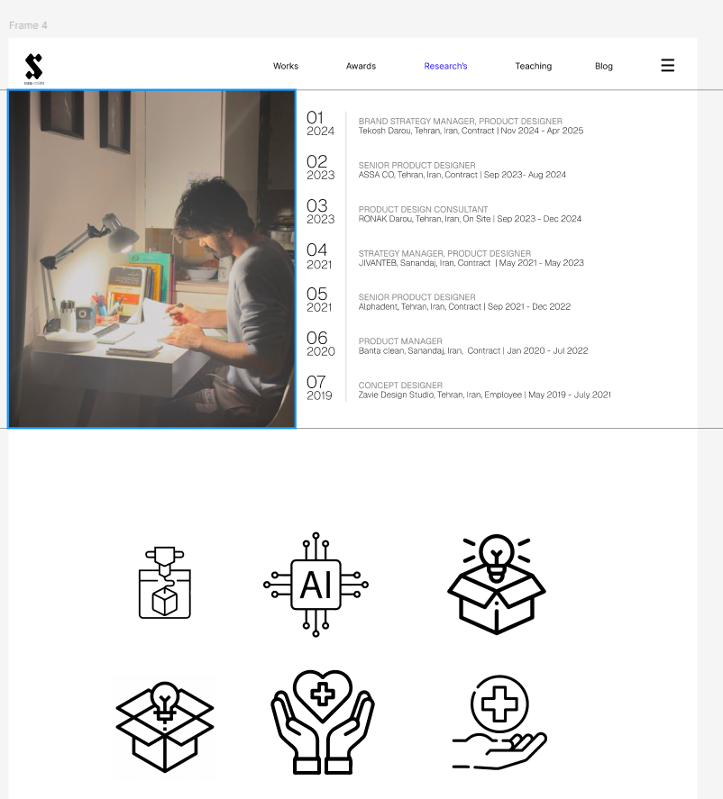 Saeid Hoseini researching and drawing